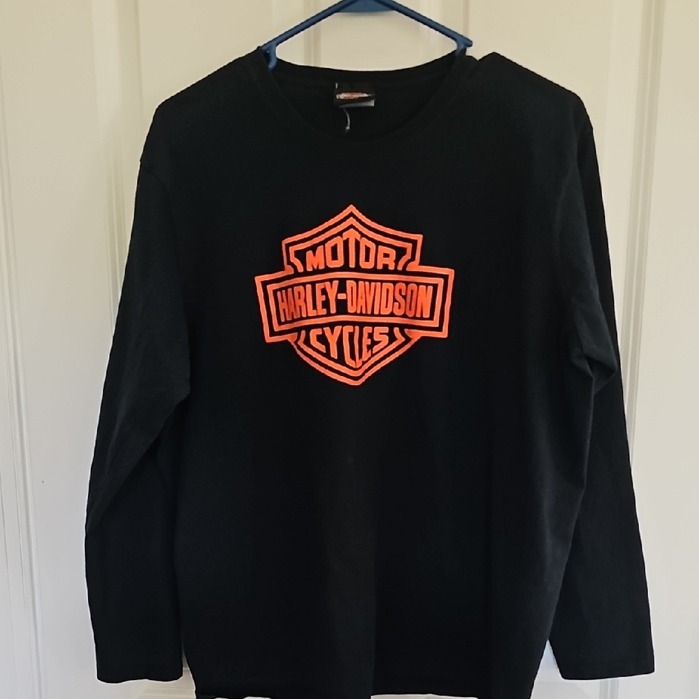 Ladies Harley-Davidson Black Shirt with Vibrant Orange Emblem